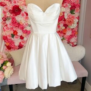 Morilee | Mini Satin White Dress